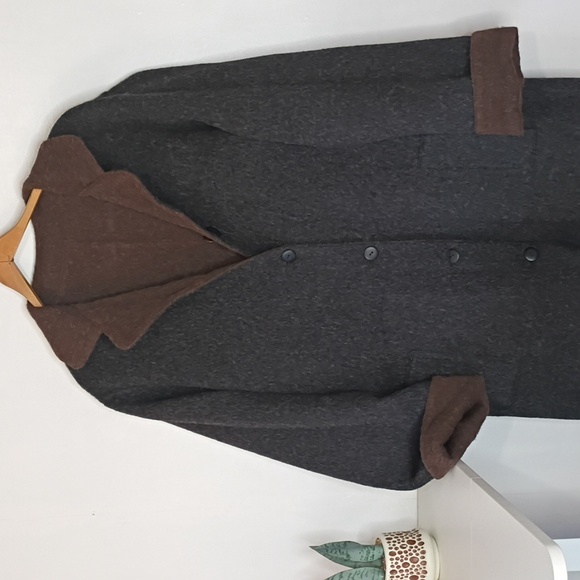 J. Jill Jackets & Blazers - Vintage J. Jill Reversible Brown And Gray Charcoal Wool Trench Coat Medium